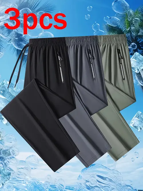 three pairs of mens sport pants can moisture and sweat keeping you dry and breathable with zipper details are thin and quick drying outdoor pants which are outdoor sports and