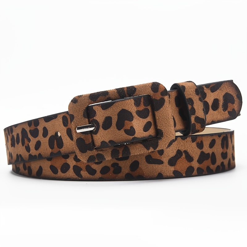 TEMU 1pc Pu Women's Bag Buckle Leopard Print Belt, Fashionable Korean-style Ins/european And , Pairs With Jeans And Blazers, Suitable For Daily