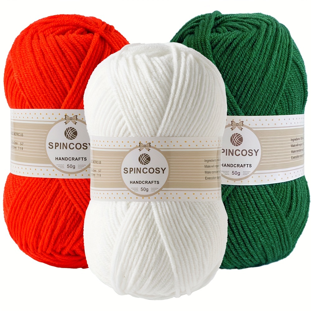 Image of 3pcs Mixed Color Crochet Yarn Set, Total 150g (425 Yards), 4-ply 100% Acrylic Fluffy Yarn, Easy-to-see Stitches, Beginner-friendly Crochet Kit
