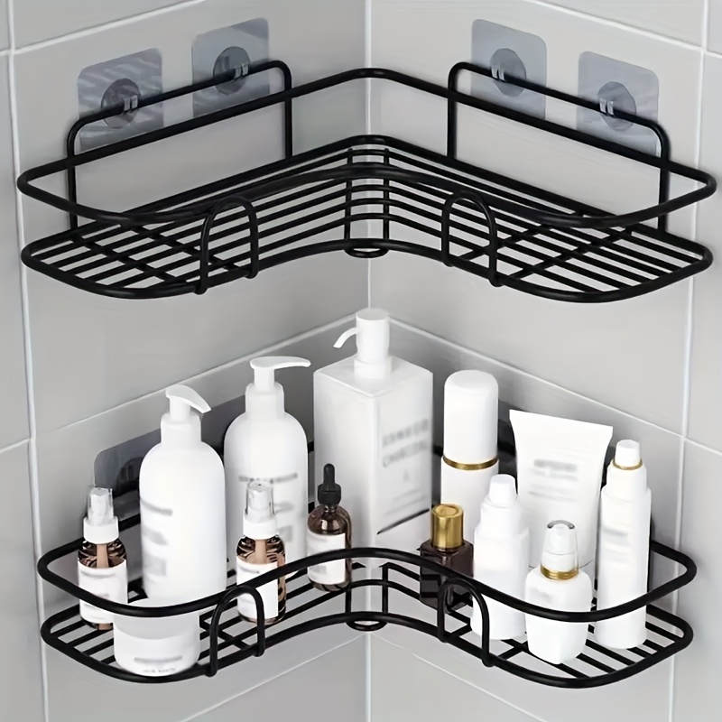 

1pc Wrought Shower Caddy, Wall-mounted No-drill Storage Organizer For Bathroom, Space-saving Shelf For Shampoo And Makeup, Metal Bracket, Ideal For Holiday Gifts