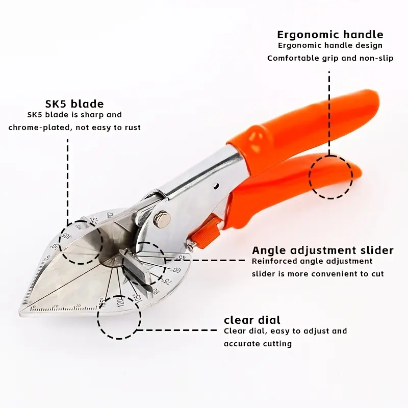 1 angle adjustable scissors 45 135 flexibility durable metal blade labor saving woodworking ideal for home renovation woodworking shears metal construction woodworking tools details 7