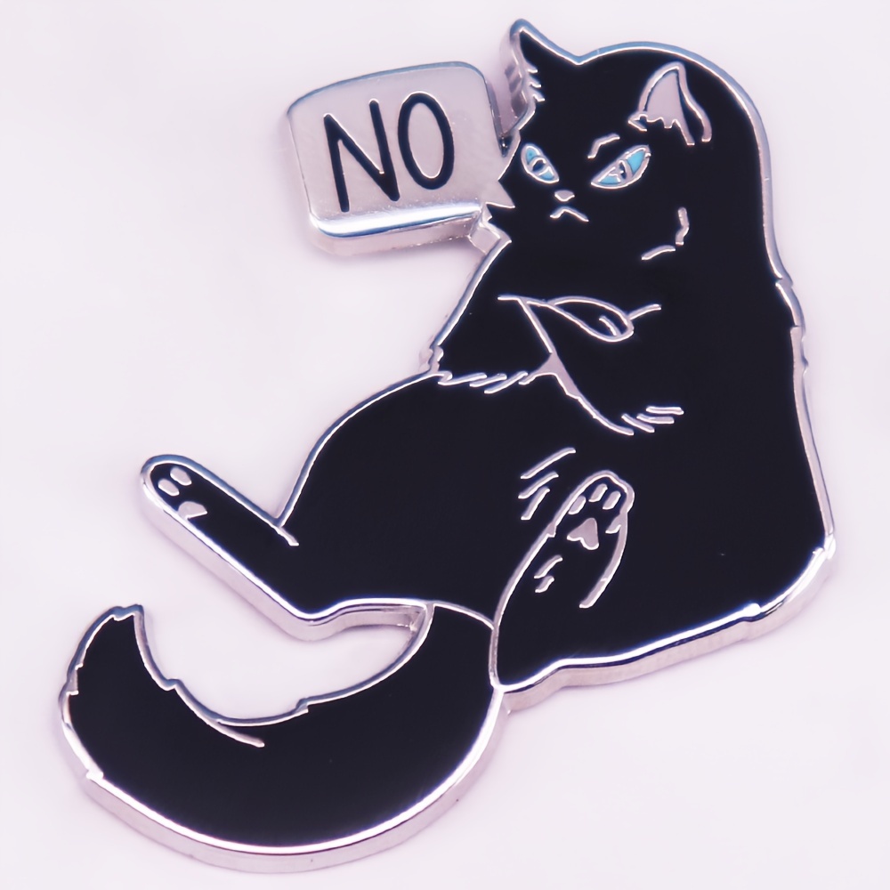 

Charming Black Cat Enamel Pin - 40mm X 28mm, Zinc Alloy With Uv Plating, Cute Animal Brooch For Everyday Wear