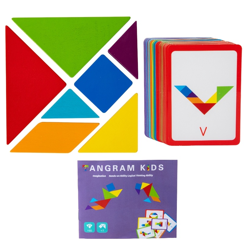 Image of Wooden Block Puzzle Brain Teasers Toys, Tangram Puzzles, Intellectual Colorful 3d Building Games, Educational Gifts For Halloween, Christmas, And Thanksgiving