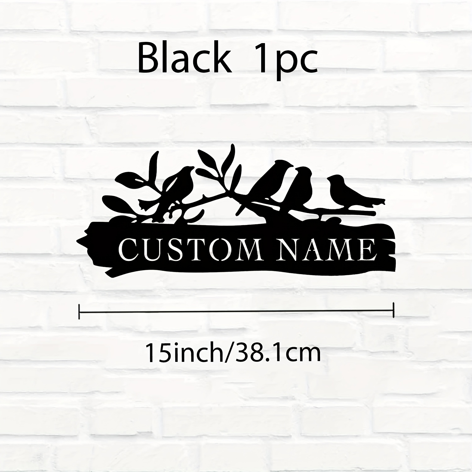 TEMU Personalized Metal Bird Garden Sign - Custom Name/text Engravable Wall Art With Bird & Leaf Cutouts, Durable Iron Outdoor/ Decoration For Bird