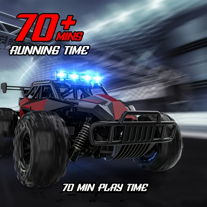 All-terrain Monster Truck, A Remote-controlled All-terrain Vehicle, Is Equipped with Two Rechargeable Batteries And Colorful Lights, And Can Reach A Speed Of 30 Kilometers Per Hour., Best for Christmas