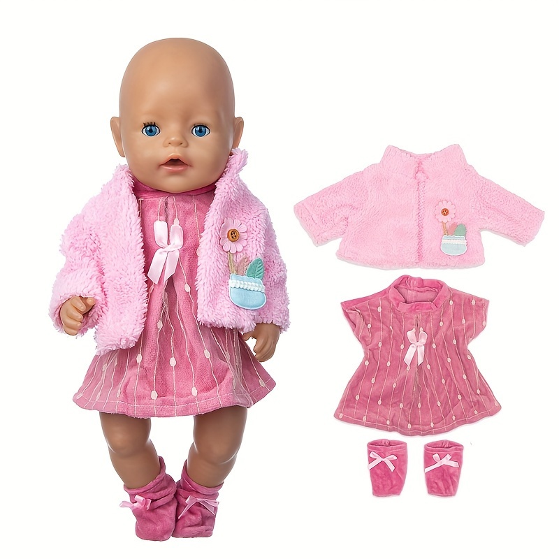 

Cute Dress+coat+socks, Doll Clothes Fit For 43cm/17in Doll, Not Include Doll