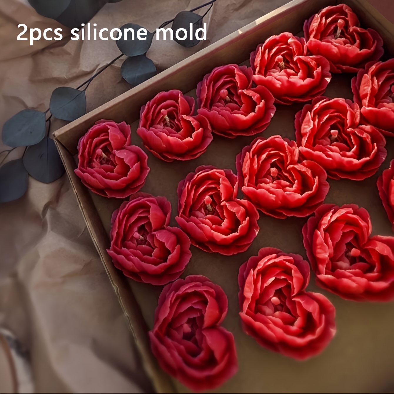 

2pcs Heart Shaped Silicone Candle Mold Set, Love Rose Flower Theme, & Clean, With Diy Scented Candles, For Home Decor & Wedding Favors