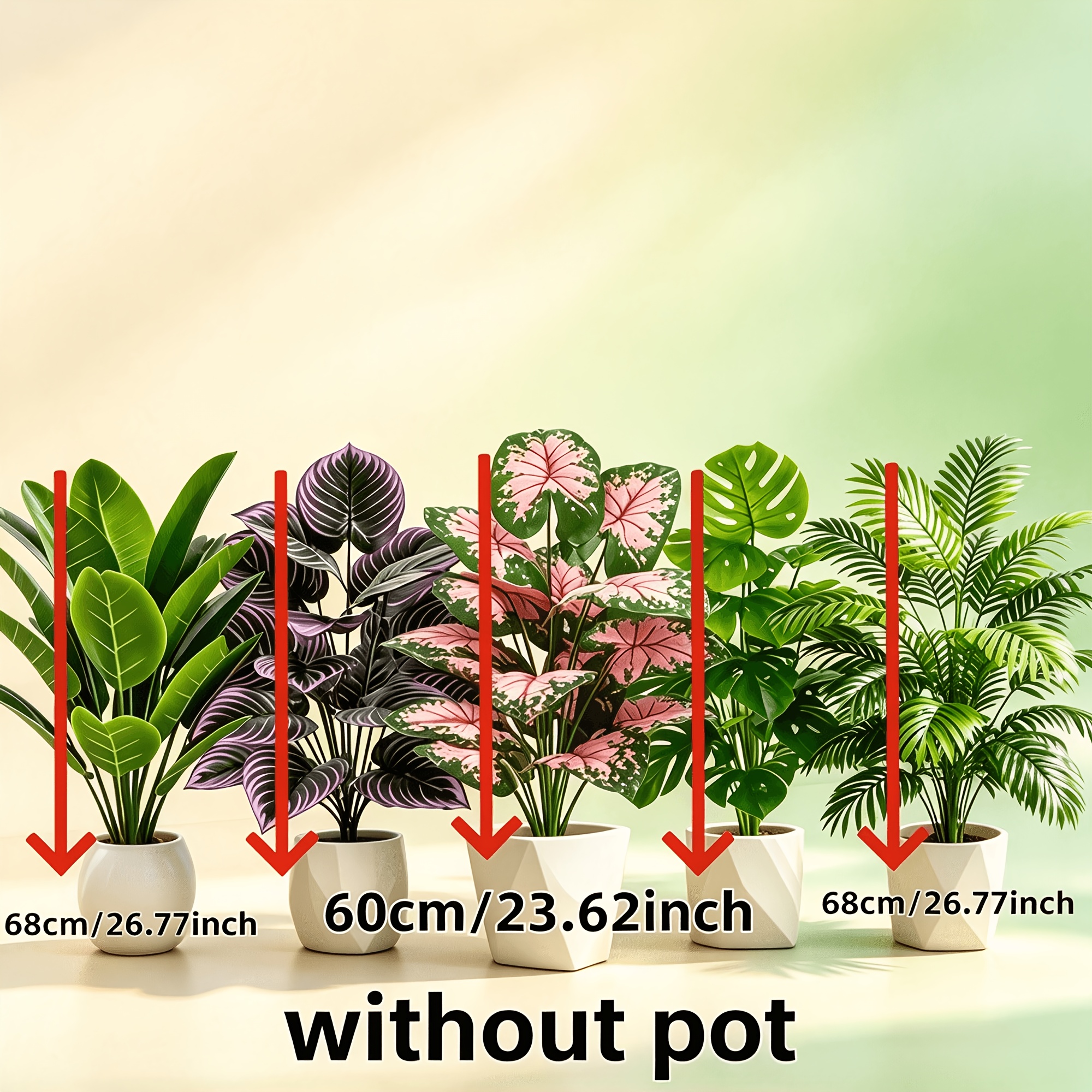 TEMU 5pcs Potted Set, Halloween Decorations, Artificial Plants: , Pothos, Monstera, Velvet, , And Bird Of Paradise, Suitable For Outdoor Use |
