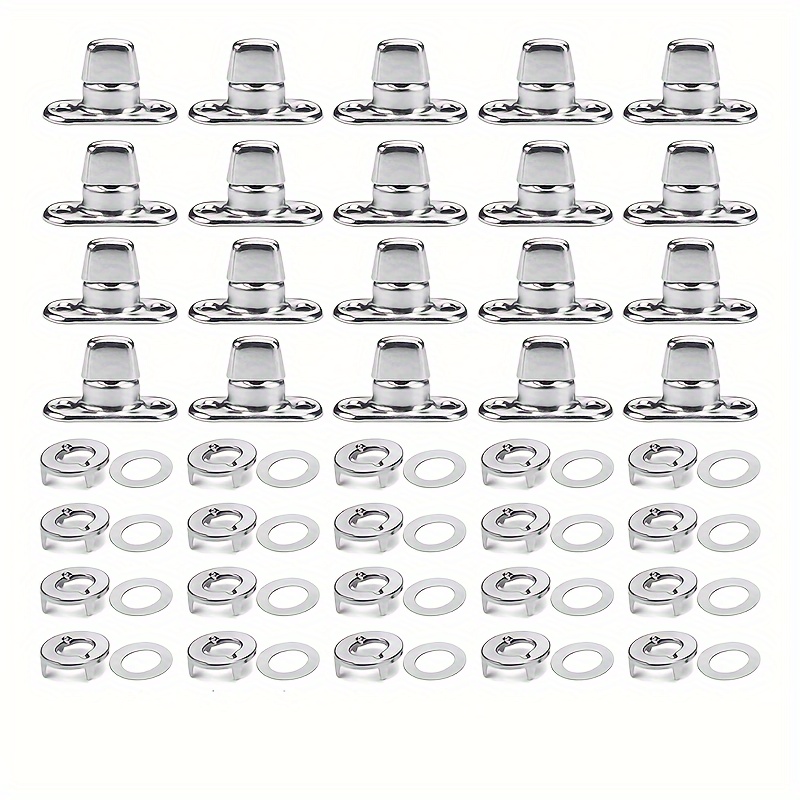 

A Set Of 10/20 Marine-grade Twist Lock Fasteners With Turn Button Eyelet And Stud, Designed For Canvas Fastener Turn Buttons, Providing Easy Installation And User-friendly Operation.