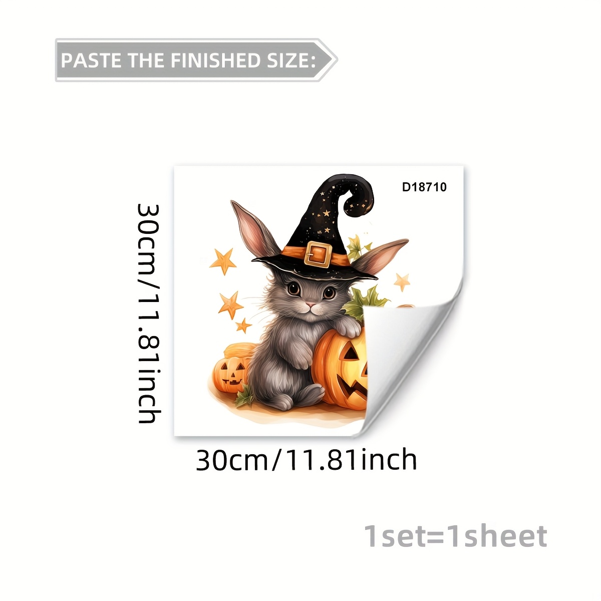 Image of *30cm Static Cling Pumpkin Bunny Halloween Holiday Decoration Sticker For Living Room And Bedroom Windows, Model D18710