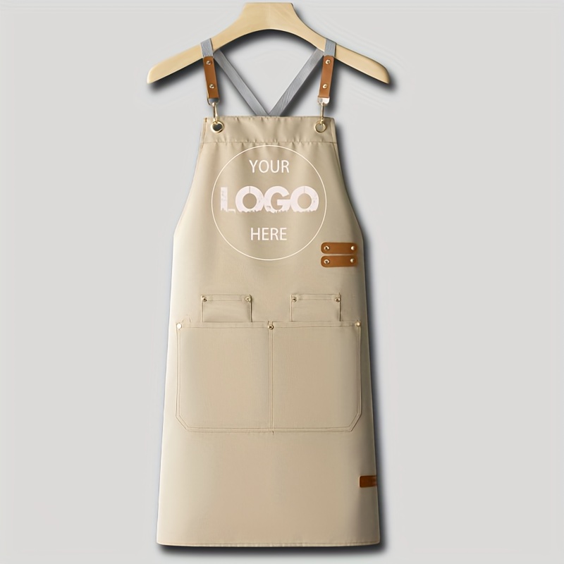 TEMU Customized Chef Apron With Pockets And Adjustable Shoulder Straps, Custom Text Logo, Name, Picture With Cross , Catering Clothing, Kitchen And