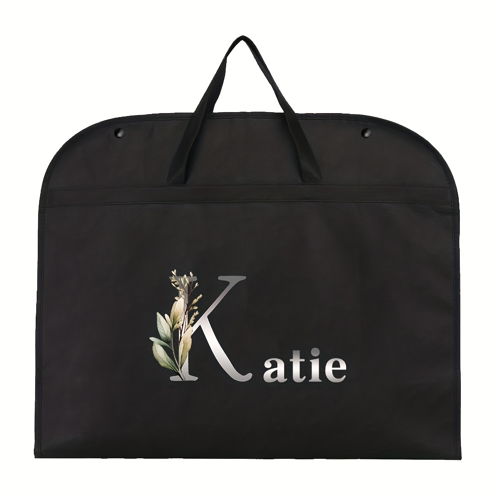TEMU 1pc Customizable Letter Personalized Western-style Garment Storage Bag, Custom Name Foldable Clothes Organizer Hanging Bag, Outdoor Vacation