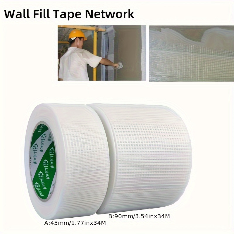 

Waterproof Fiberglass Mesh Tape For Walls And Ceilings - Self-adhesive Repair Strip, 34m Length - Durable Caulk Tape For Tile Surfaces, Other Material Construction