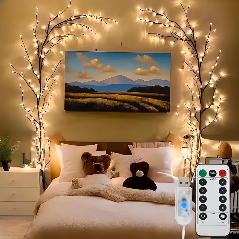 TEMU 1pc Indoor Willow Wall Lamp With 96 Leds, Designed As An Artificial Plant Tree Branch, Perfect For Decorating Bedrooms And Living Rooms, And