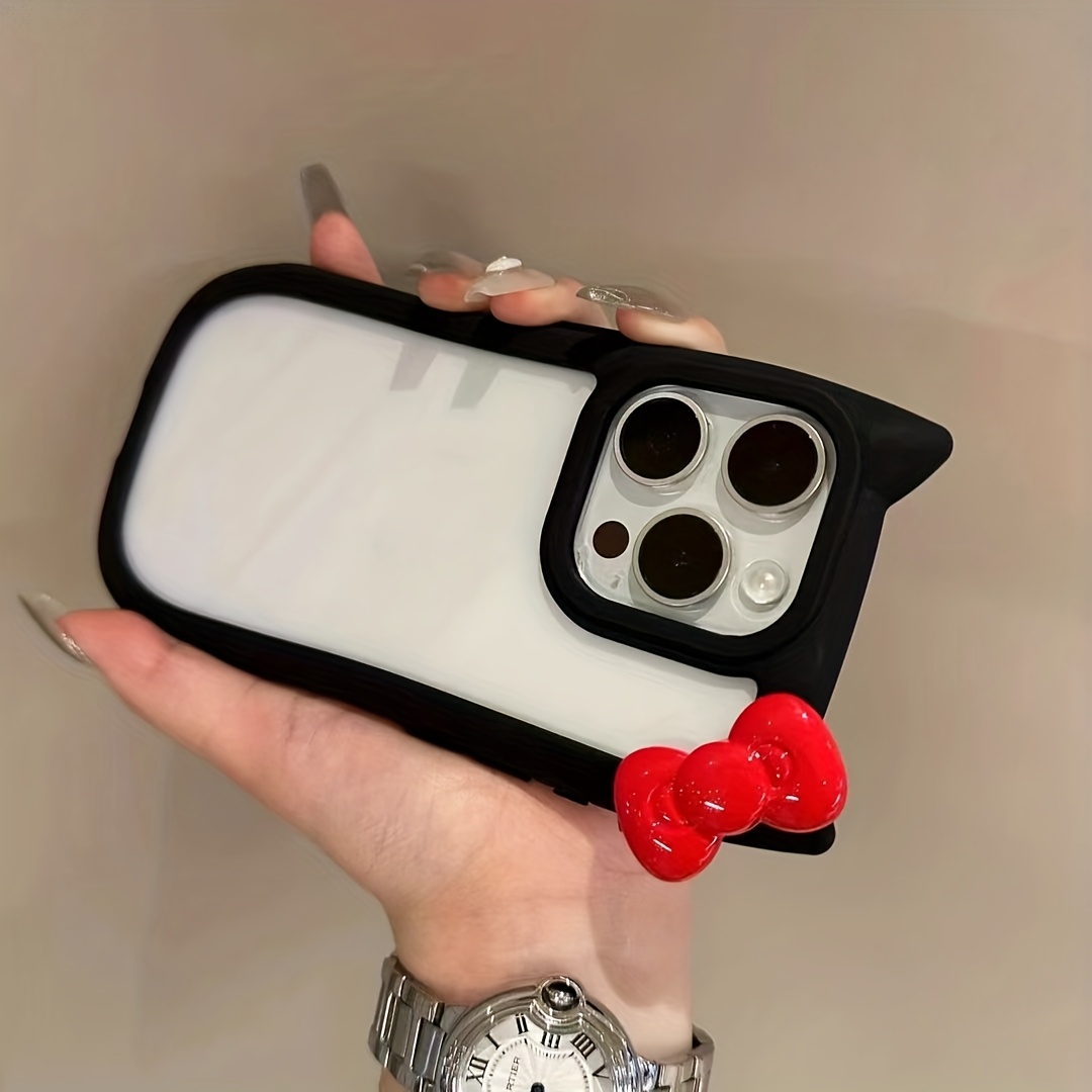 TEMU Phone Case - 1 Cute Cat Ear Shaped Product, With Red , Is A Perfect Full Body Anti-drop Lightweight Protective Case, Suitable For Iphone
