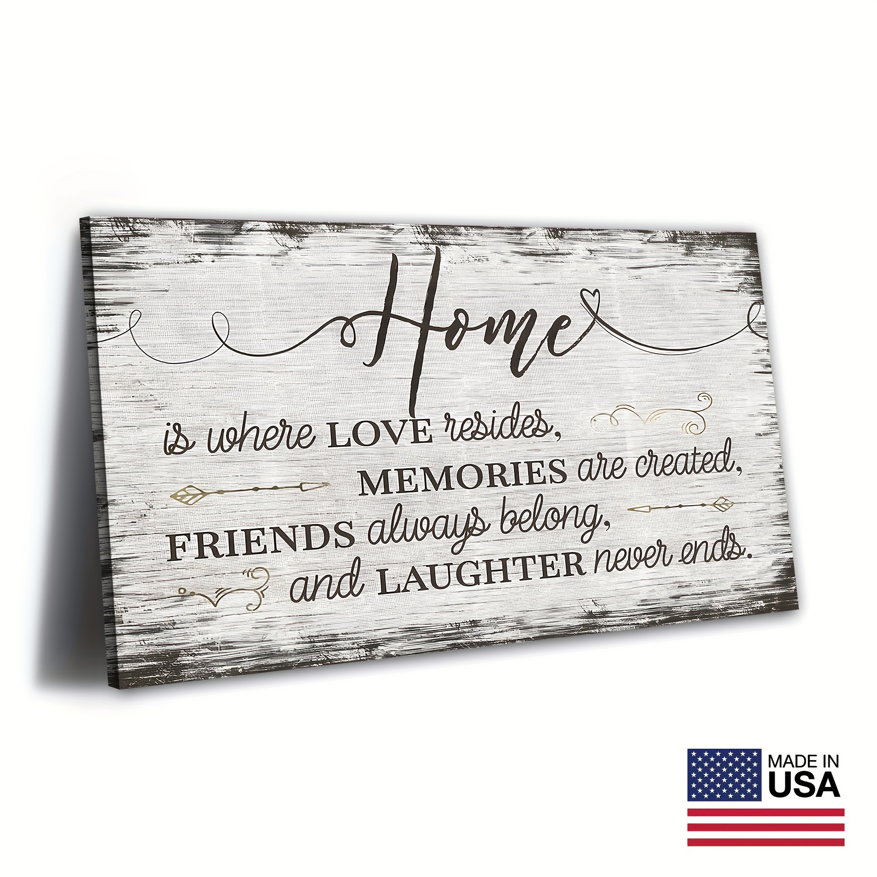 

1pc Wooden Framed Home Inspirational Canvas Wall Art Rustic Family Wood Design Print Motivational Quotes Canvas Pictures For Home Office Farmhouse Living Room Decor, Canvas Framed