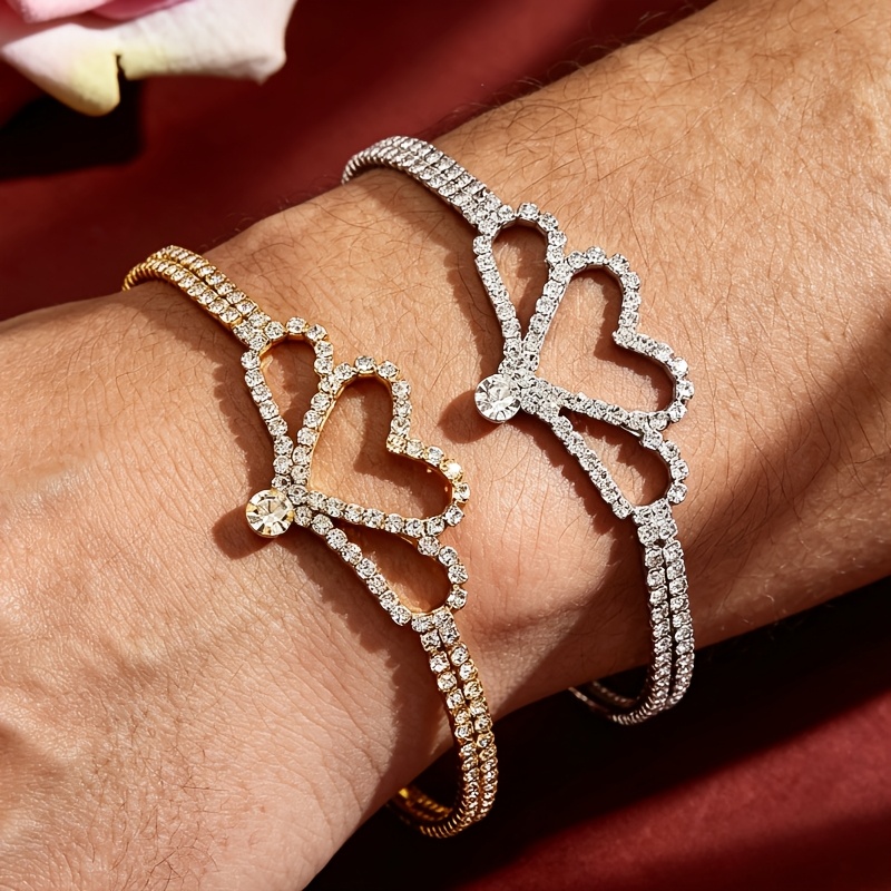 Unisex Heart Bracelet with Sparkling Inlay