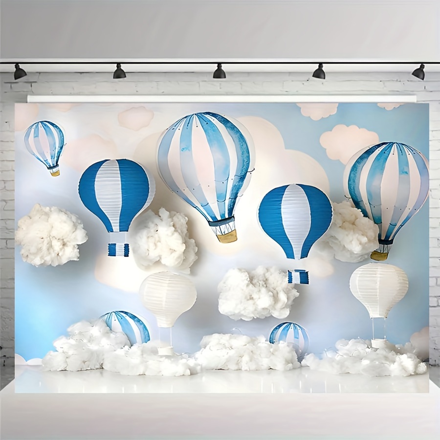 Vibrant Blue Balloon Birthday Photography Backdrop Durable - Temu