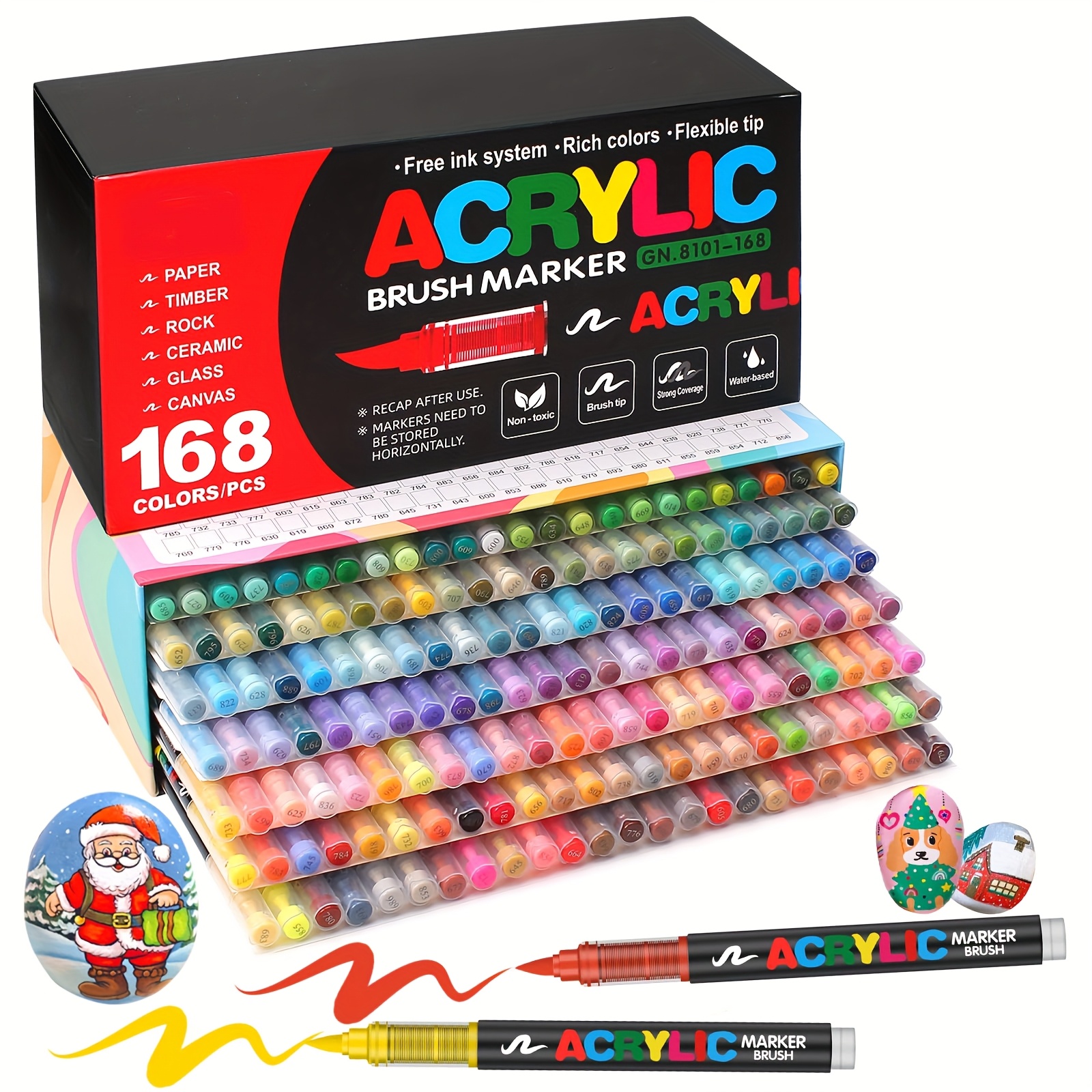 168pcs Marker Set - Vibrant, Non-Toxic, Stackable Colors for Rock, Wood, Plastic & Fabric Art - Ideal for DIY Crafts, School Supplies, Easy-to-Use with Exquisite Packaging,, Easter