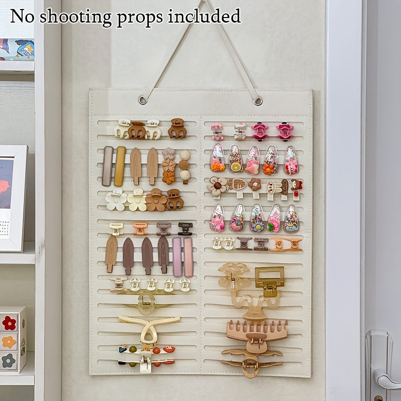 TEMU 1pc Wall-mounted Felt Hanging Bag, Suitable For Hair Clips, Shark Clips, Hair Bands, Entrance Hall, Wardrobe, Dormitory, Large-capacity