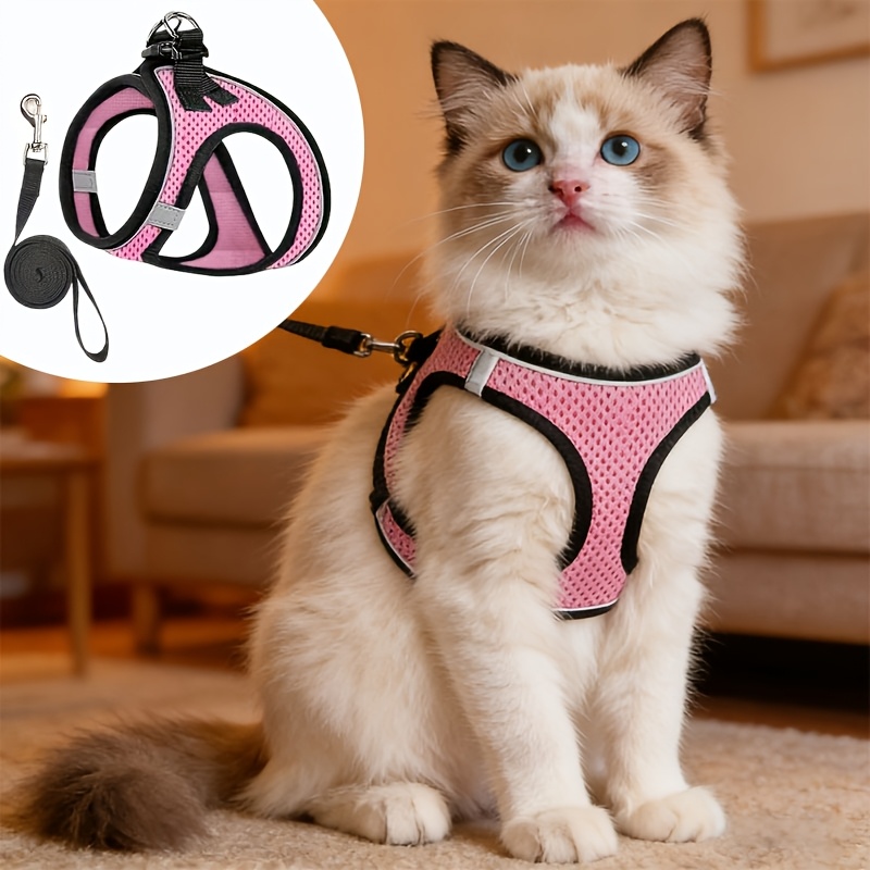 Anti-escape Cat Harness And Leash Set: Reflective Soft Mesh Vest For Safe With Your Kitten