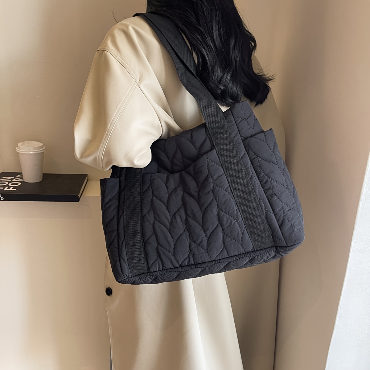 

Quilted Tote Bag For - Spacious Shoulder Bag Zip , & For Use, And Handbag