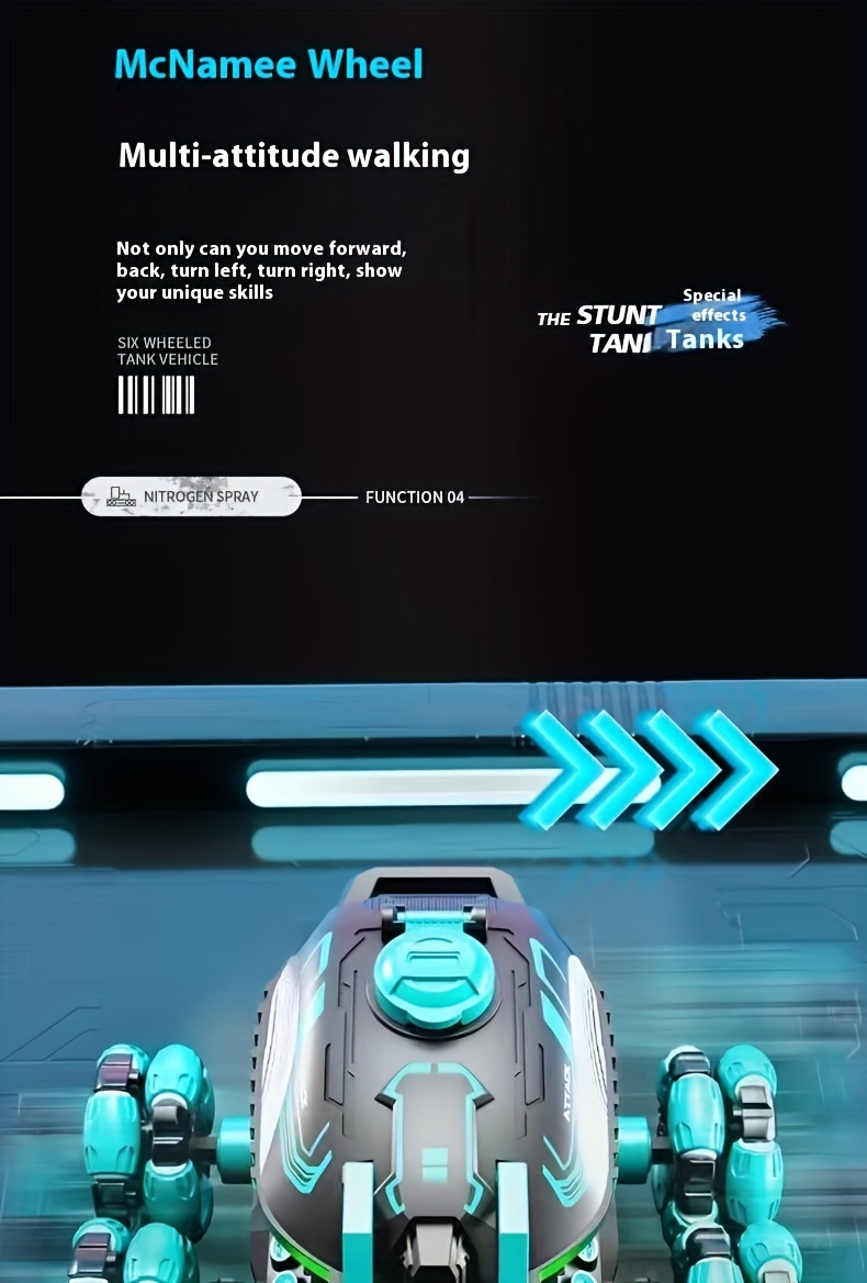 6-wheel Drive Upgraded Stunt Tank, Tank Model, Intelligent Fun Version Of Super Large Off-road Vehicle, Toy Tank, Intelligent Off-road Toy Car Model, Climbing Toy Car, Realistic Tank Toy, Fun And Interesting Holiday Gift