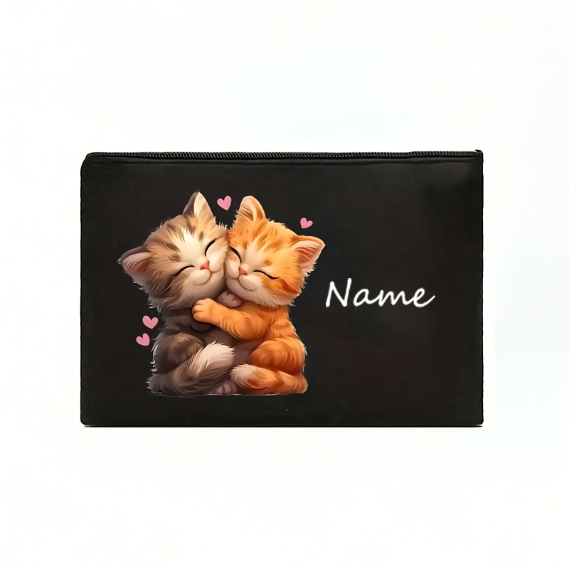 TEMU A Stylish And Spacious Handbag Featuring A Cat Hug Design, From Durable Polyester Fiber. It Includes A Secure Zipper Closure And Personalized