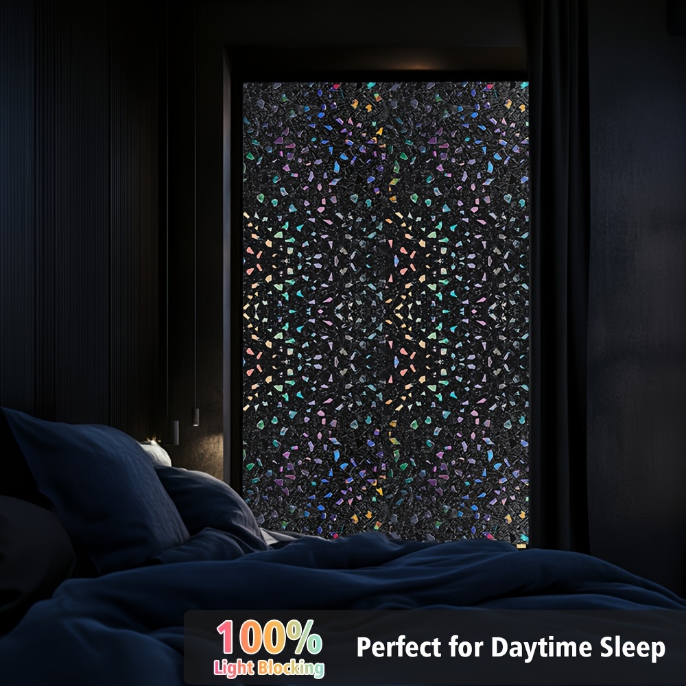 

1 Roll Blackout Window Film, 9mil Pvc , Stained , Uv , For Bathroom &