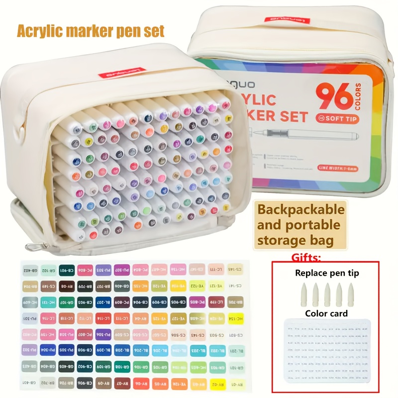 Image of 96/192/240 Color Calligraphy Pens, With Thick Storage Bag, Stackable Acrylic Markers, Suitable For Scrapbooks, Painting, Graffiti, Professional Art Supplies For Crafts.