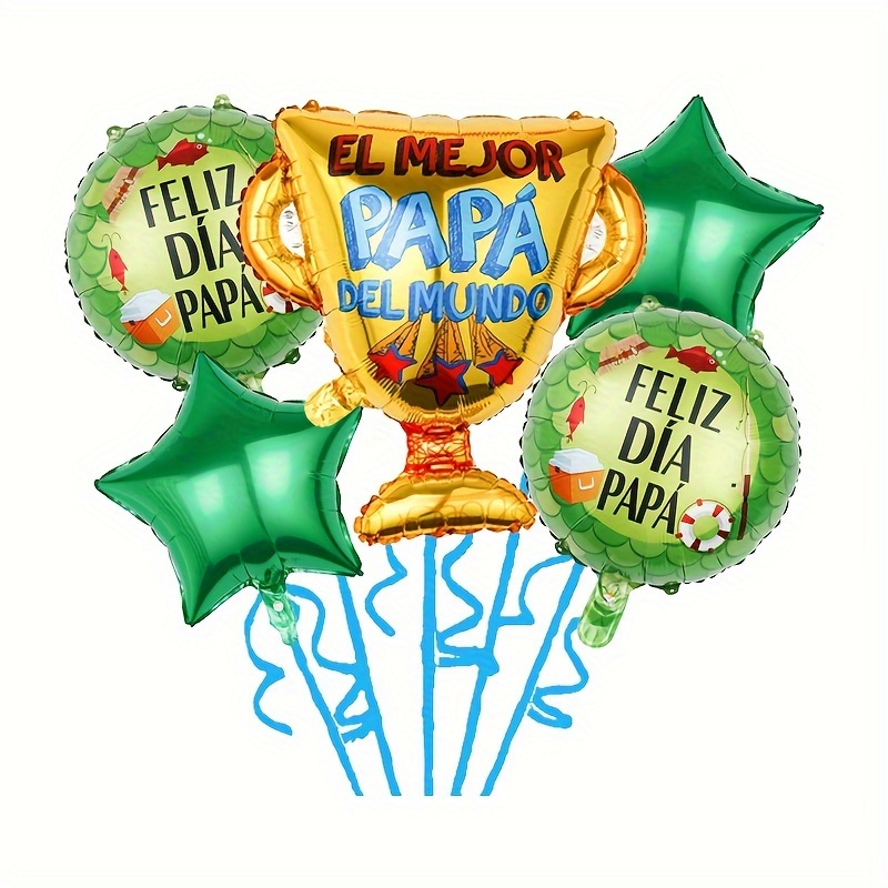 

5-piece Father's Day Celebration Kit: 'best Dad' Trophy Foil Balloons - Perfect For Party Decorations & Atmosphere Enhancements, No Power Needed Fathers Day Balloons Balloons For Birthday Party