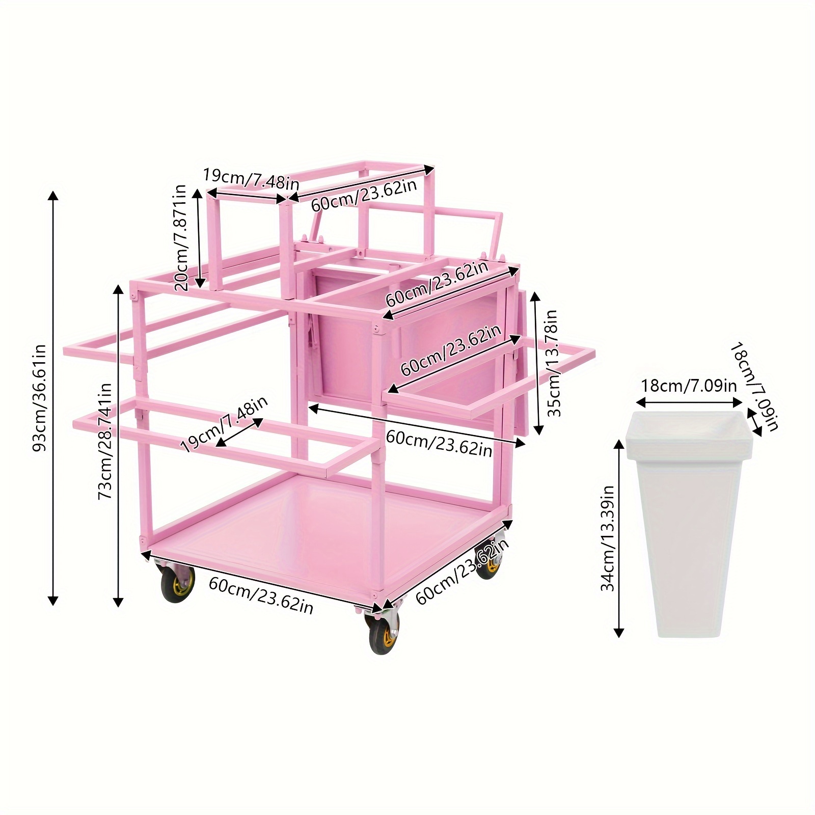 metal garden cart plant stand 18pcs buckets rolling - Temu