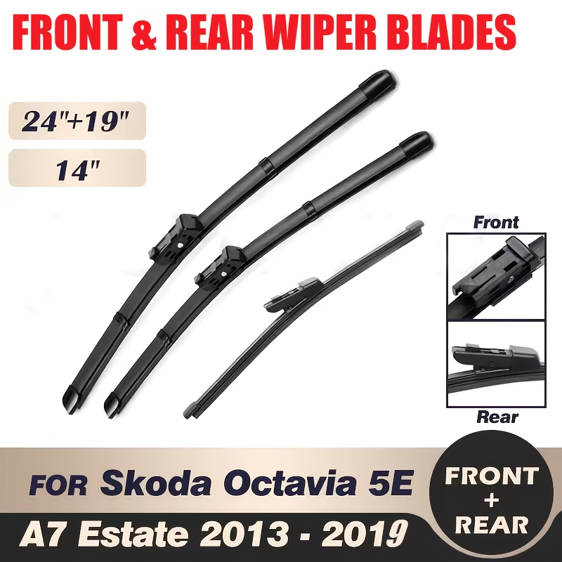 TEMU Front Rear Wiper Blades For Octavia Mk3 3 5e A7 Estate 2013-2019 2017 2016 2015 Windshield Windscreen Window Brushes