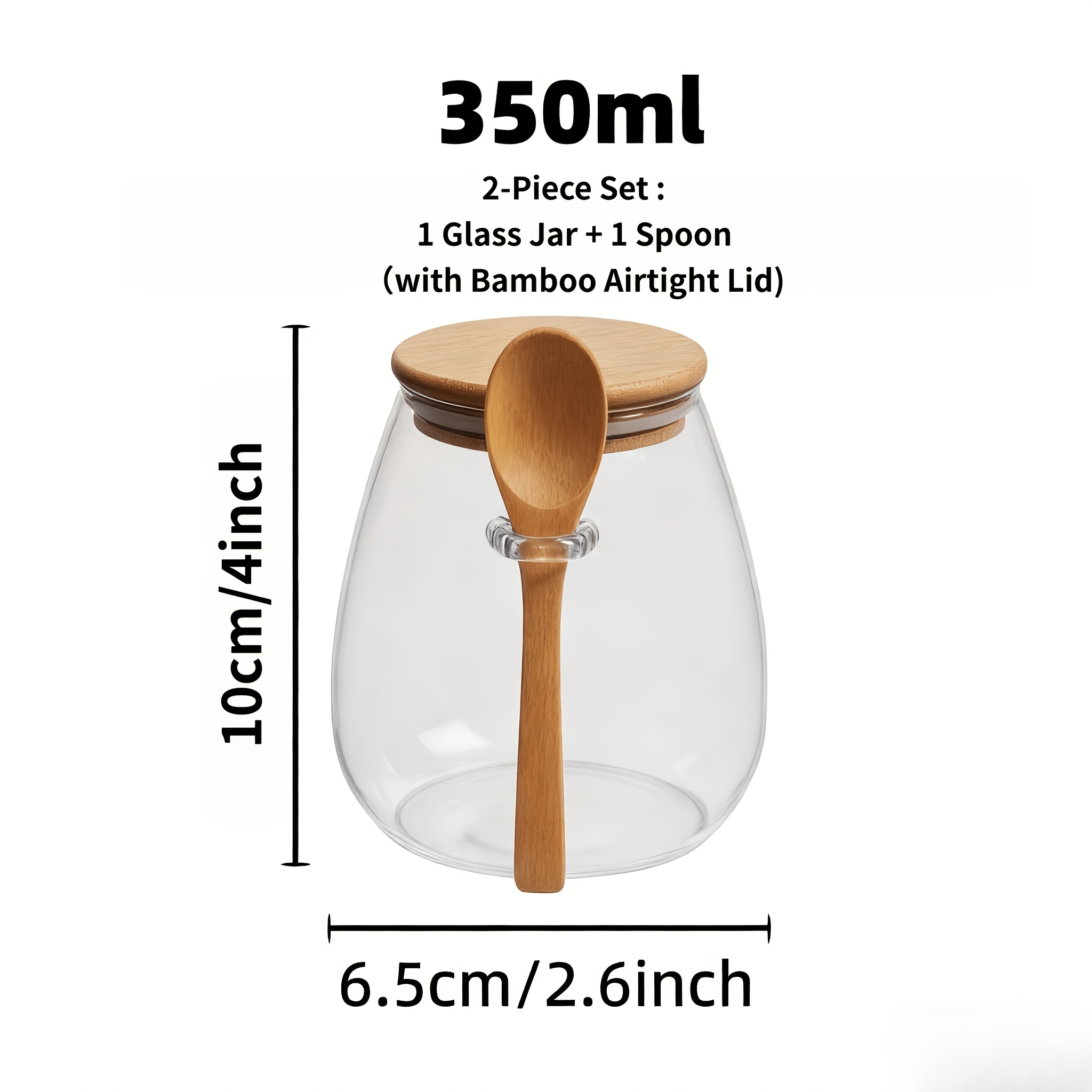 TEMU Sealed Glass Storage Jar And Spoon 2pcs Set, Sealed Glass Storage Jar With Spoon - Great For Storing Coffee, Sugar, Tea, Salt, Candy, And Spices