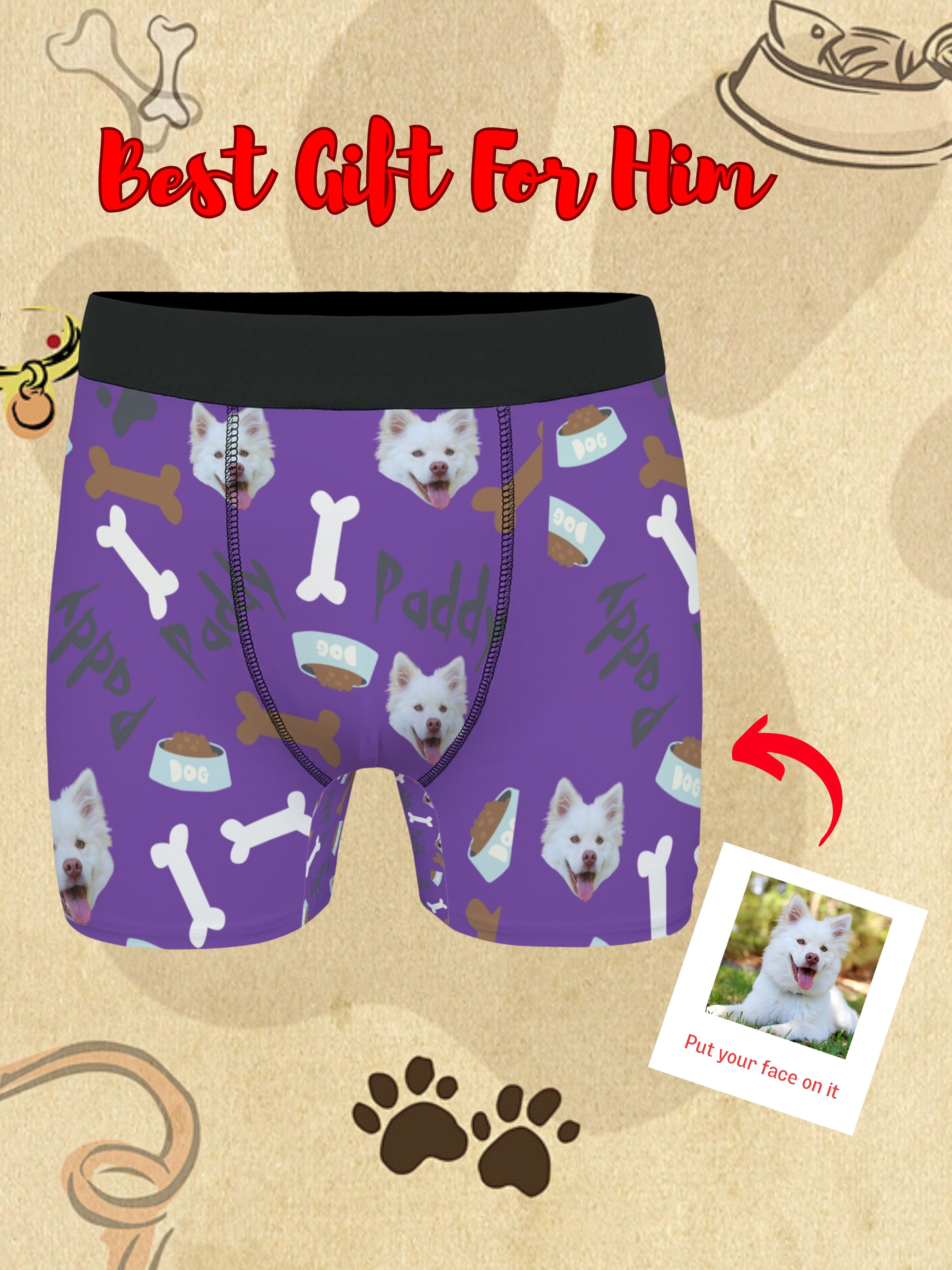 Pet Face Boxer Brief, Personalized Boxer, Funny Gift For Him