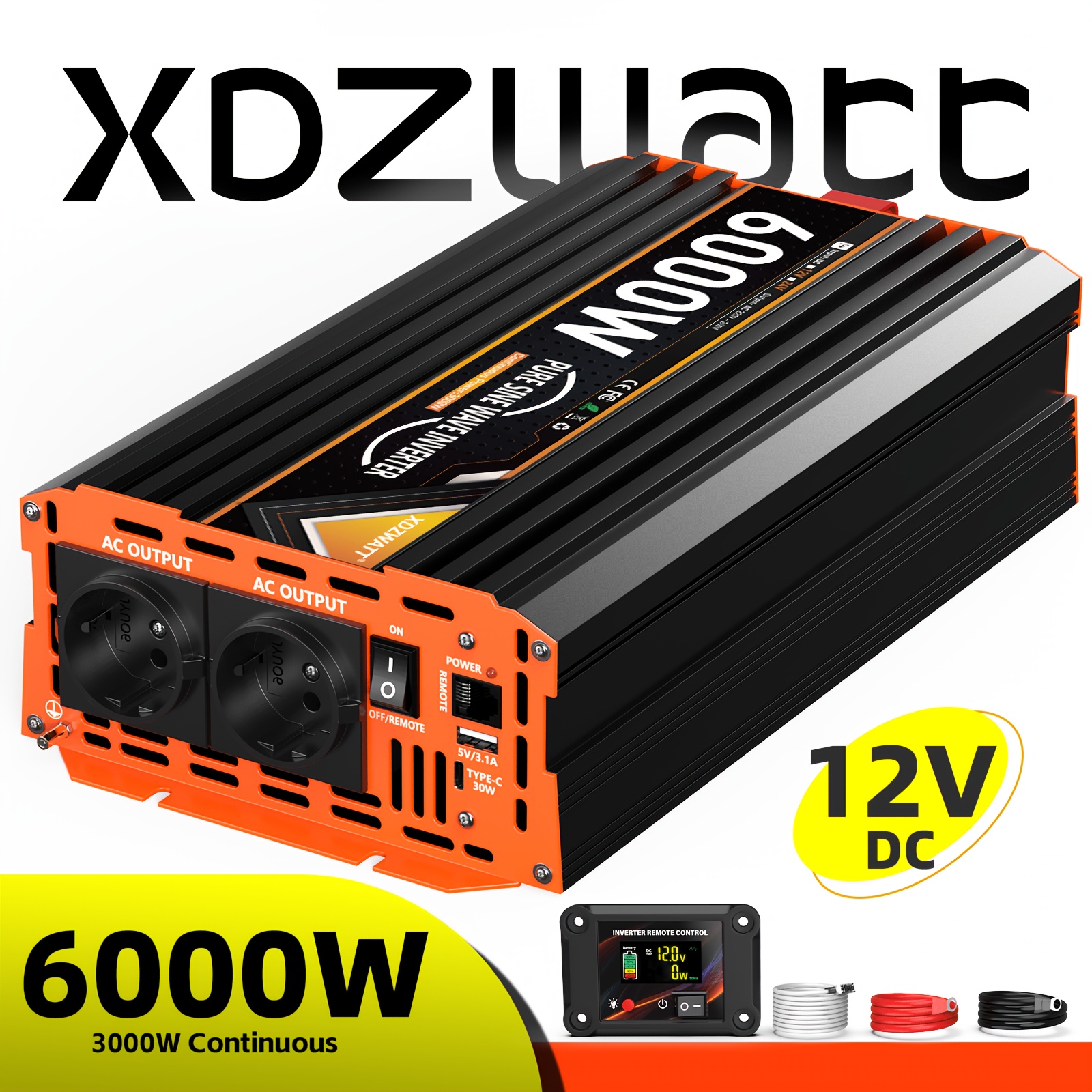Image of 6000w/4000/3000w/2000w Power 90%+ High- Conversion 3000w/200w/1500w/1000w Continuous Sine Inverter 12v To Ac 220v 230v For Rv, Without Battery