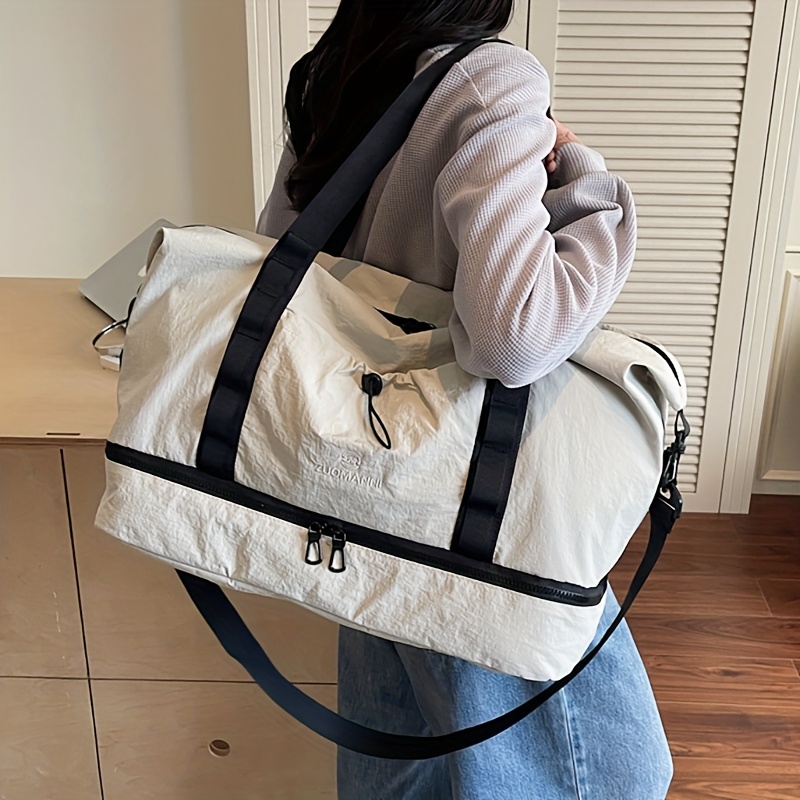 Moqueta de Gran Capacidad - Maleta de Tela Oxford Resistente con Cierre Doble Cremallera, Compartimentos Espaciosos y Asas Laterales - Convertible en Mochila o Equipaje de Mano para Negocios, Vacaciones, Escuela - Bolso Unisex Beige, , Amarillo, Marrón, Rosa - Ideal para Parejas y Viajeros Frecuentes, Versátil como Equipaje de Cabina, Bolsa Moderna de Ocio, Compartimentos Estructurados