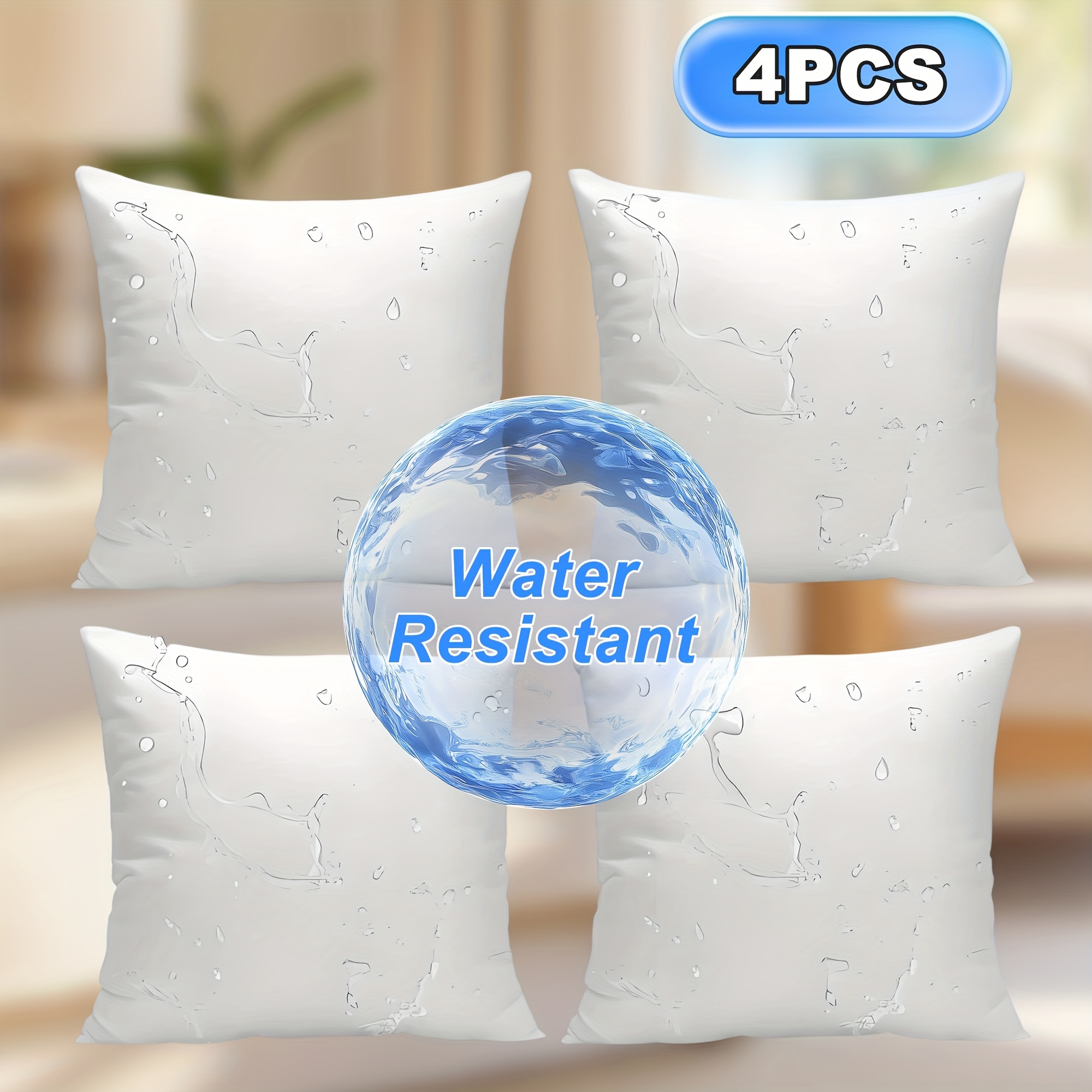 TEMU 4pcs Pillows, High Quality Pillow Insert, Outdoor/indoor Pillow Core, Ultra-fluffy, Skin-friendly, & Quick Rebound, Ideal For Garden, Courtyard,