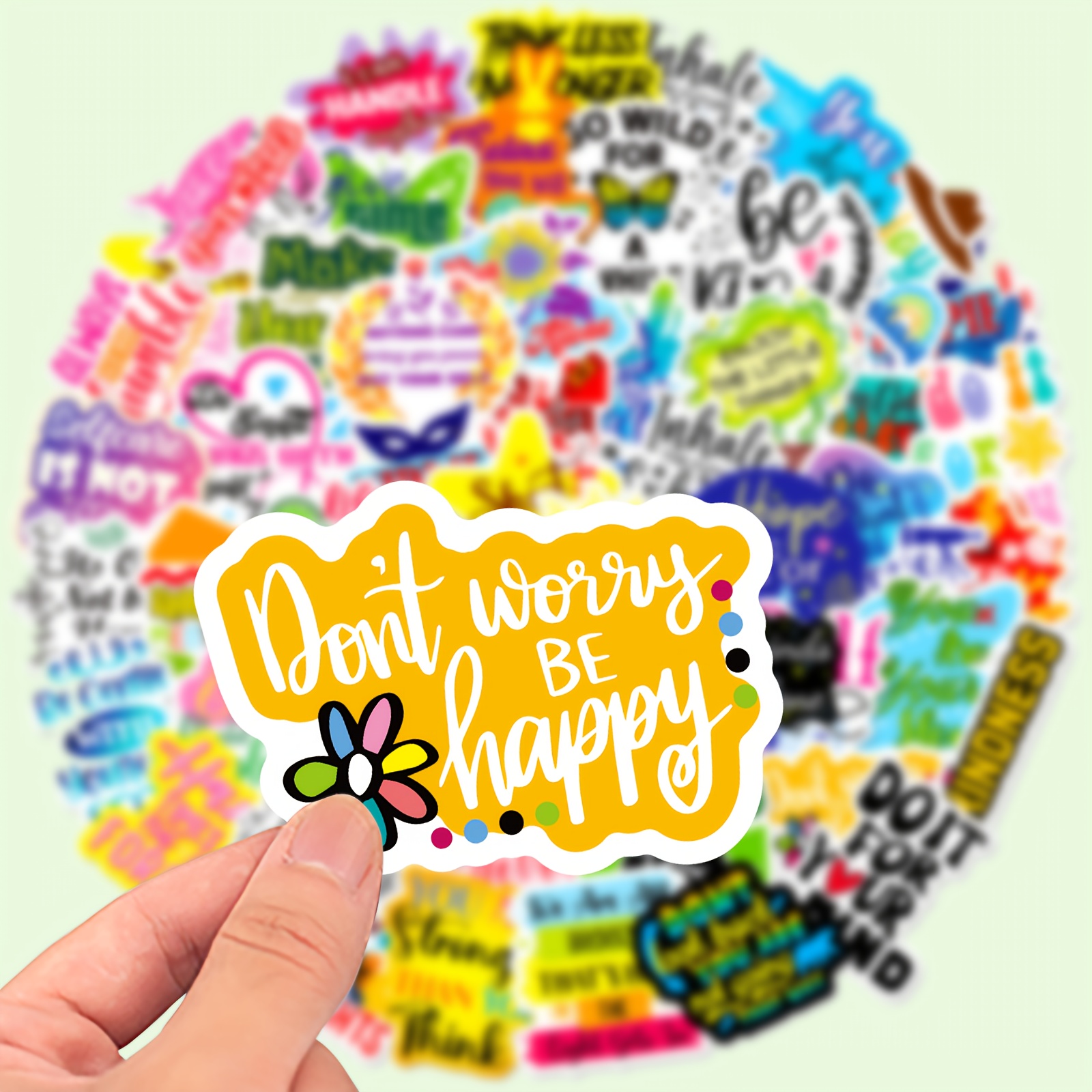 

50pcs Inspirational Words Stickers, Graffiti Decoration Stickers, For Water Bottle Car Cup Computer Guitar Bike Motorcycle Skateboard Helmet Luggage Diary, Diy Materials, Aesthetic Stickers Pack