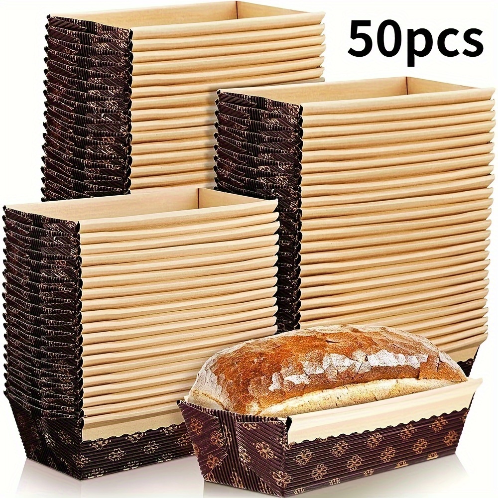 

50pcs/25pcs Disposable Baking Wedding Bread Tray Paper Loaf Pans Box Cake Liner, Christmas Occasion