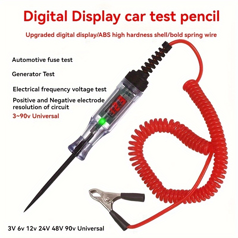

Car Test Pen Circuit Tester, Dc Truck Voltage Digital Display Long Probe Pen With Light, Automotive Diagnostic Tools Auto Repair Tool