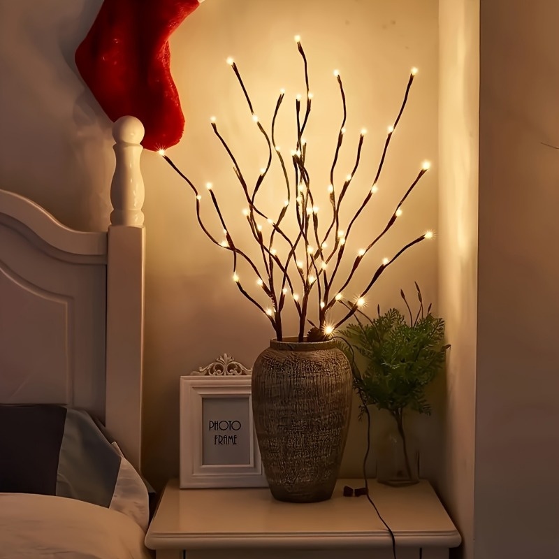 TEMU 1pc 20 Led Tree Branch Lights - Indoor Decorative Lighting - Fairy Lights With Tree Branch Design (batteries Not Included, Please Your Own 2 Aa