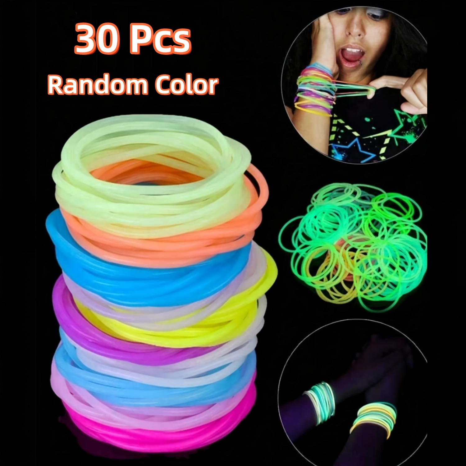 Gift For Her/him 12/30pcs Multicolor Jelly Bracelets Neon Stretchable Gummy Bracelets Hair Ties Party Favor For Adults Women (random Color) Christmas, Halloween