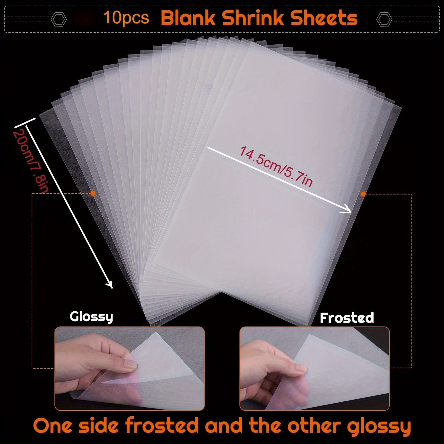 

10-pack Shrink Film Sheets For Diy Crafts, Rectangle Pre-sanded Shrink Plastic Paper With Glossy And Frosted Sides For Art, Ideal For Custom Earrings, Necklaces, Keychains - Easy-to-use Supplies