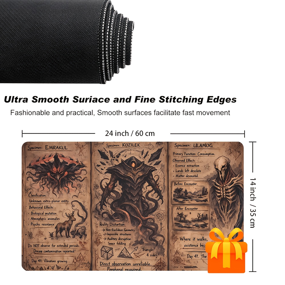 TEMU Eldrazi Gaming Mat Designed For Trading , Measuring 24x14 Inches, Made Of Rubber For Tcg And Ccg . It Features A Stitched Edge, A Non-slip Base