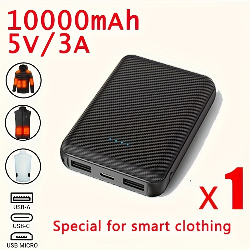 

Portable Usb Mobile Power Bank With 10000mah Capacity And 5v/3a Output. Suitable For Heating Vests, Heated Cotton Jackets, Heated Socks, Knee Pads, Fan Clothing, Etc