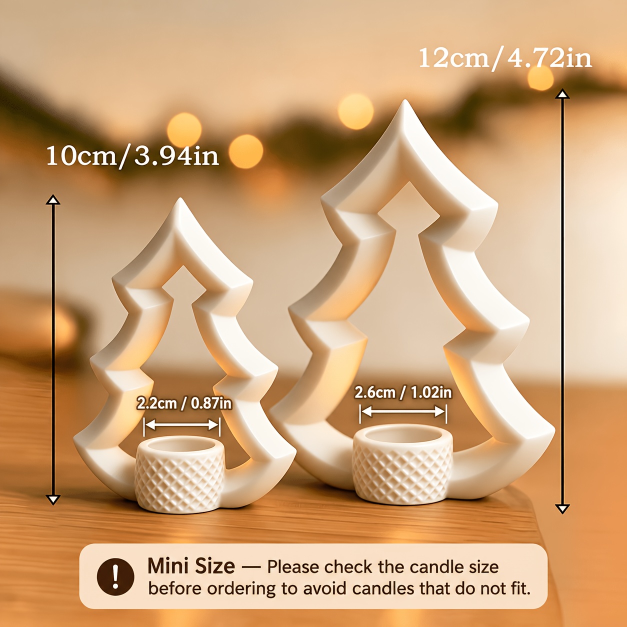 TEMU 2 piezas de soportes grandes y pequeños para velas de té con forma de árbol de Navidad, bases huecas para velas con forma de árbol de Navidad,