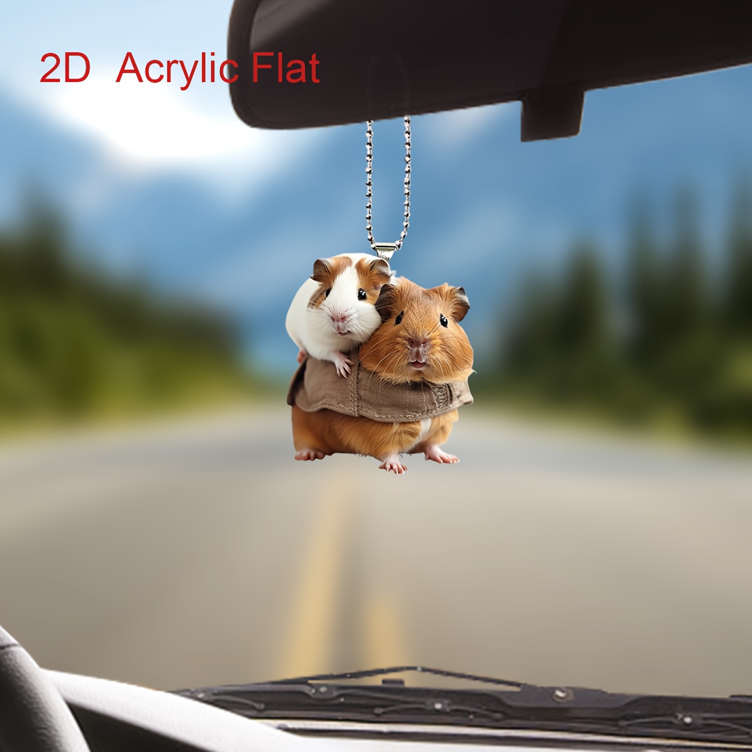 

Adorable Guinea Pig Car Hanging Ornament, Acrylic 2d Flat Keychain Charm, Pet-themed Vehicle Interior Accessory