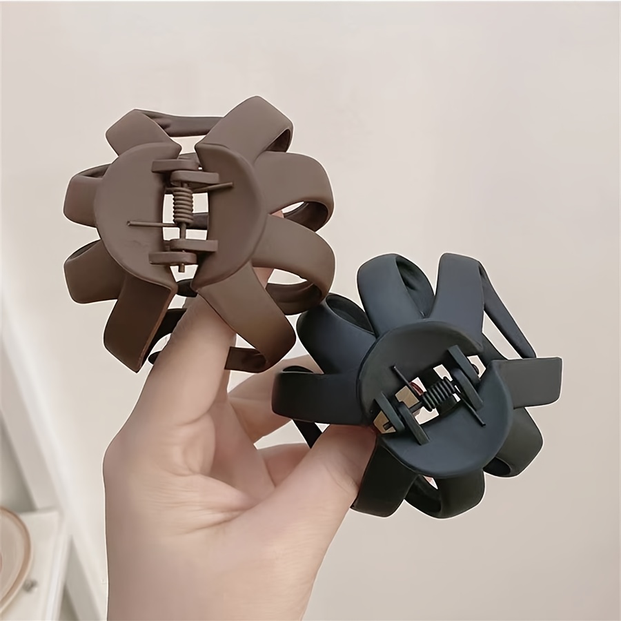 Image of 2pcs High Ponytail Claw Clips For Bob Hairstyles, Large Shark Hair Accessories, Back Of Head Hairpins, Pumpkin Clips