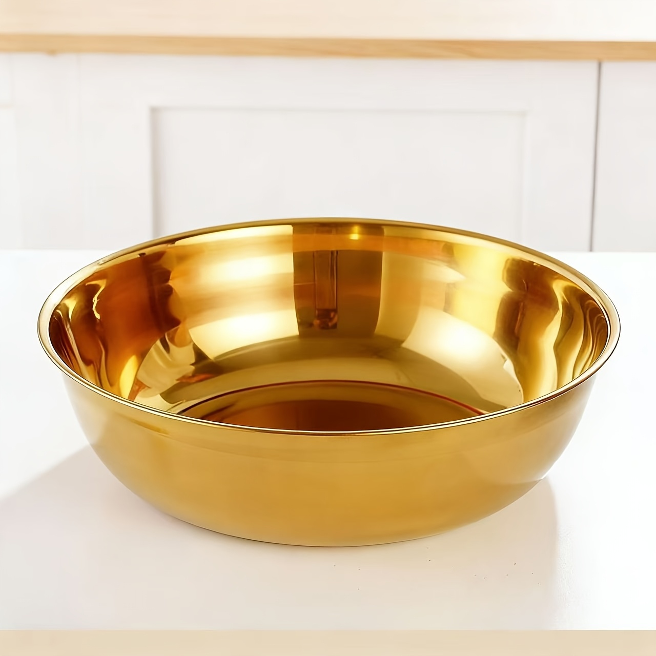 E-shop Große goldene, verdickte Rührschüssel, multifunktionale Küchenschüssel zum Schlagen von Eiern, Waschen von Gemüse und Teigzubereitung, geeignet